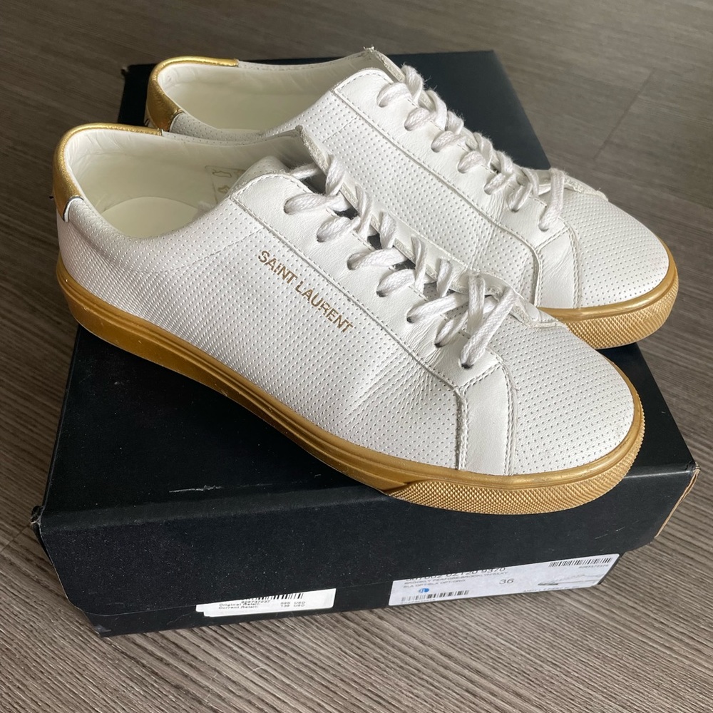 Saint Laurent - Andy Perforated White Leather Sneakers